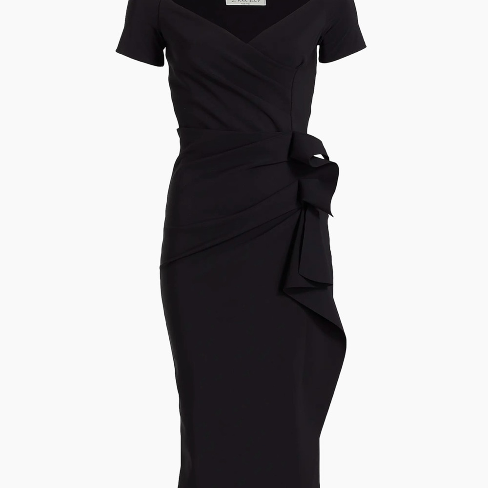 CHIARA BONI LA PETITE ROBE Silveria Draped Off-The-Shoulder Dress Black 42 (6) - Picture 4 of 6